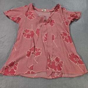 Show‎ Me Your MuMu Floral Tie-Front Cap Sleeve Blouse Size Medium
